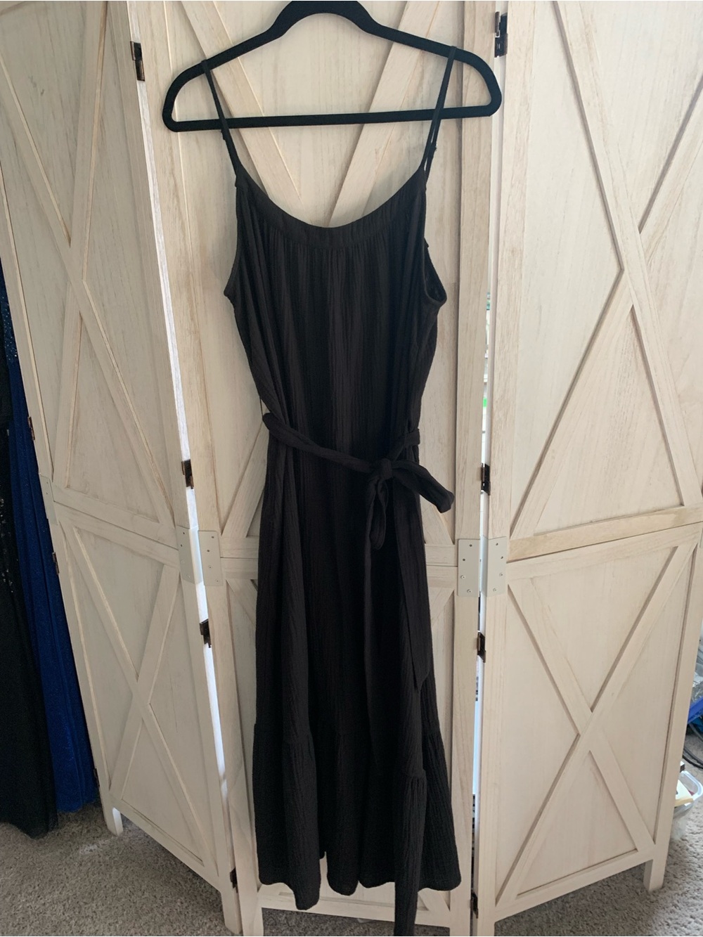 GAP Black Spaghetti-Strap Maxi Dress with Tie Waist